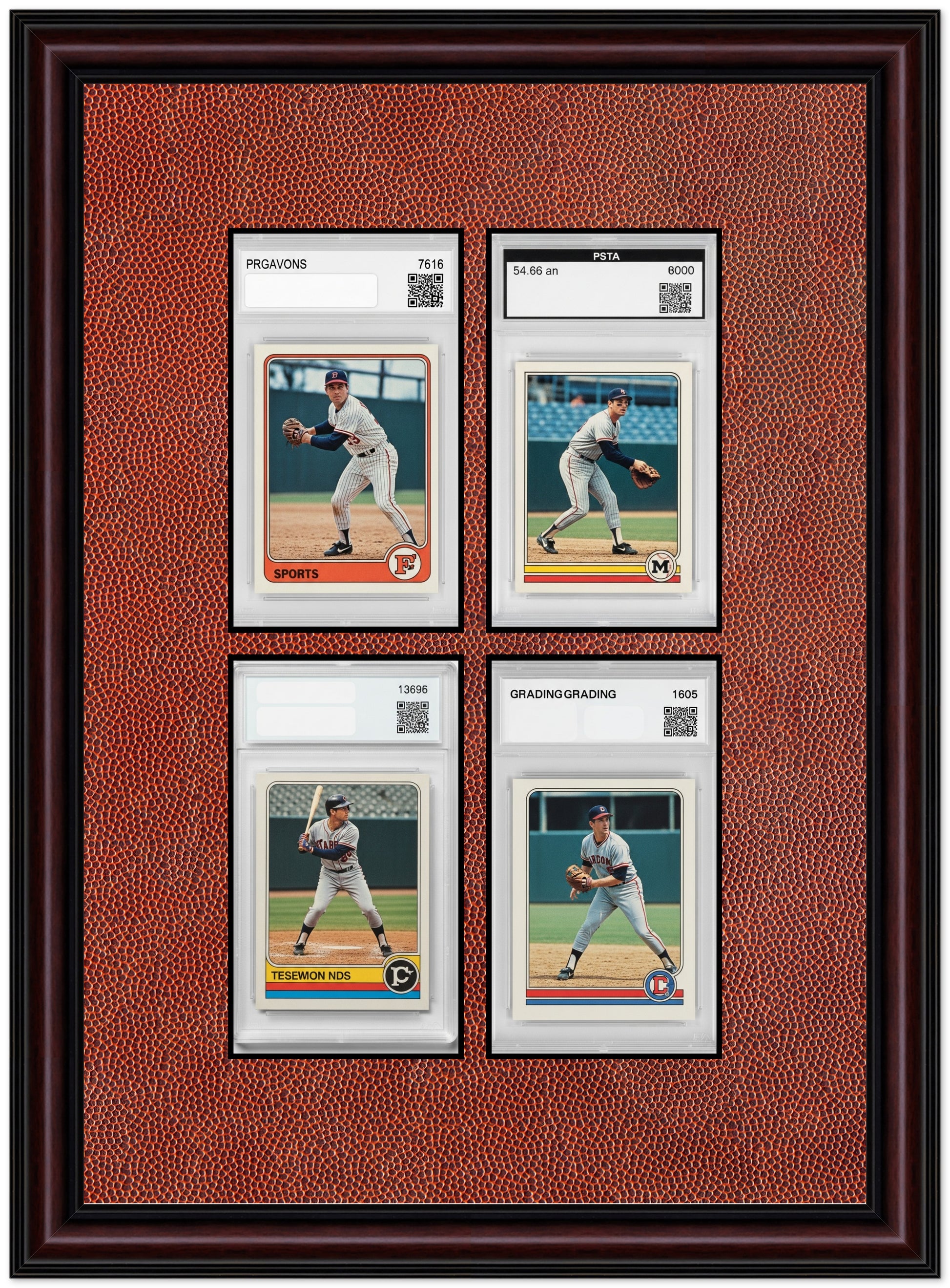 PSA AGS Graded Card Frame with Football Texture Mat (Style 8) - corner and profile view