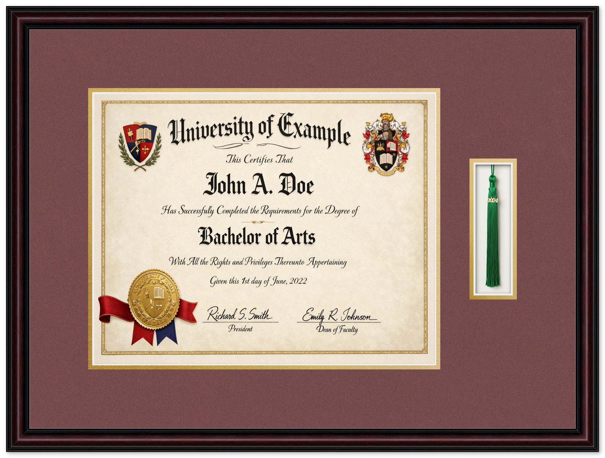 Diploma and Tassel Military Frame (Style 6) - corner and profile view