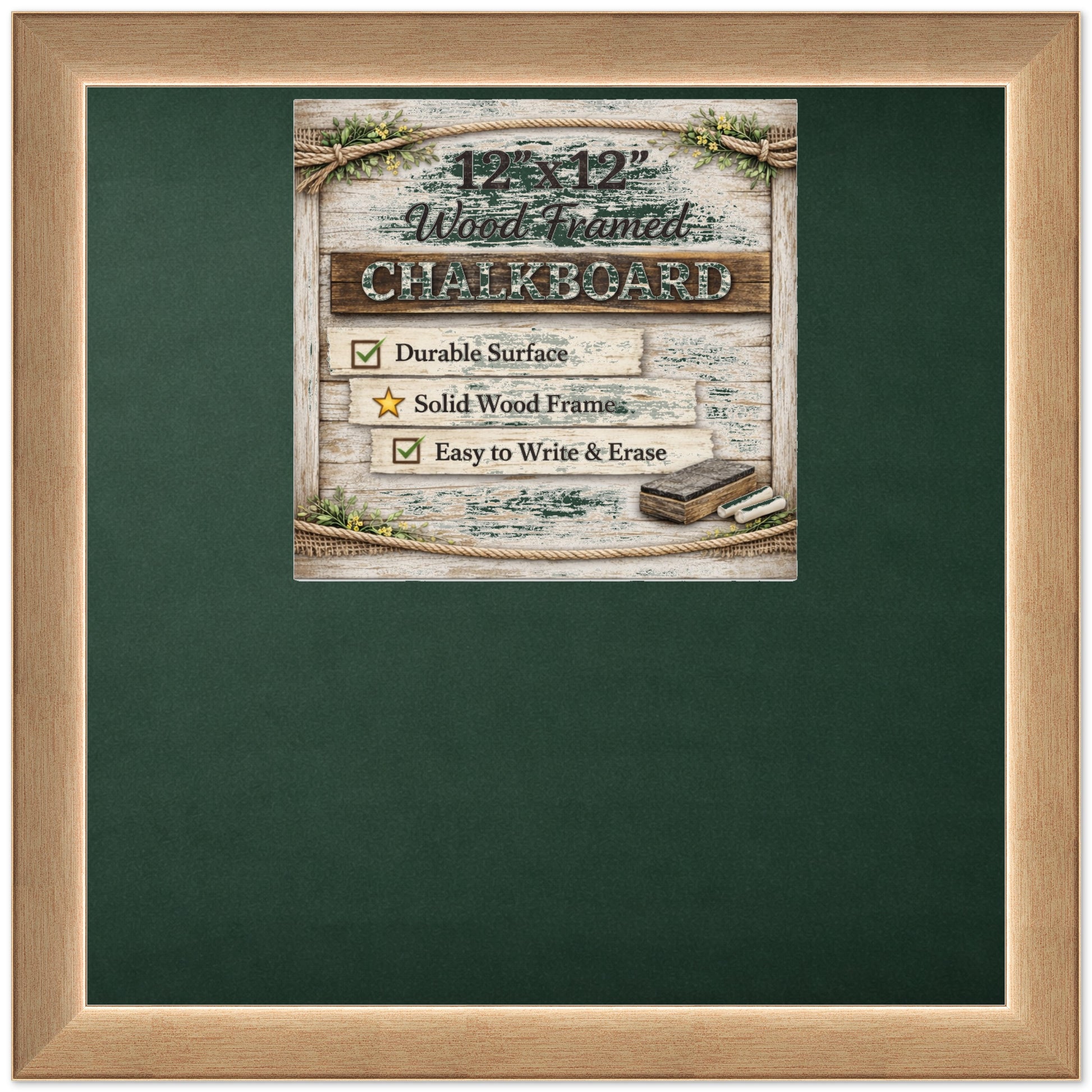 Chalkboard with Frame (Style 12) - corner and profile view