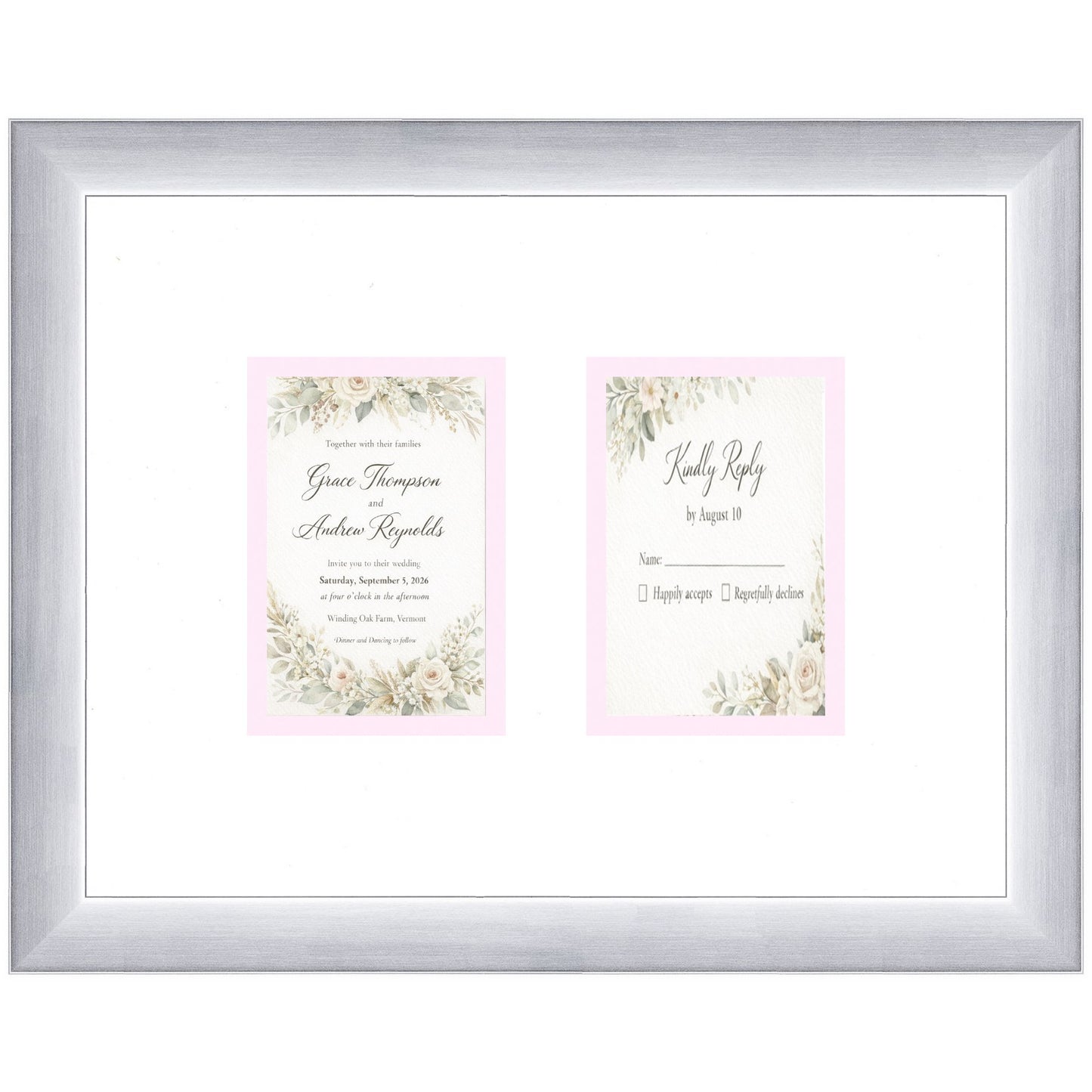 Treasured Square Invitation and Photo Keepsake Frame (Style 12) - corner and profile view