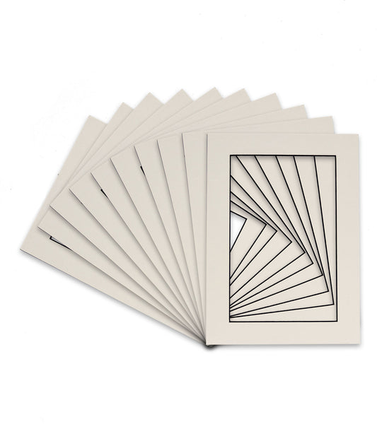 White Acid Free 11x14 Picture Frame Mat with Black Core Bevel Cut for 8.5x11 Pictures - Fits 11x14 Frame - Pack of 100 - With Bags & Backings