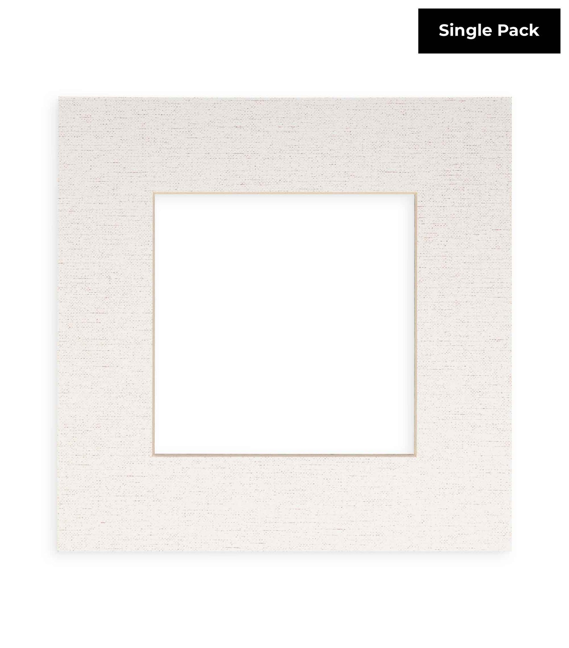 White Linen Canvas Acid Free 10x10 Circle Picture Frame Mat with White Core Bevel Cut for 6x6 Pictures - Fits 10x10 Frame - Pack of 1 Matboard Show Kit With Acid Free Backing & Clear Bag