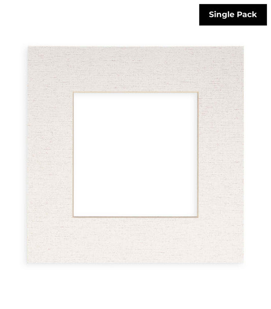 White Linen Canvas Acid Free 10x10 Circle Picture Frame Mat with White Core Bevel Cut for 6x6 Pictures - Fits 10x10 Frame - Pack of 1 Matboard Show Kit With Acid Free Backing & Clear Bag
