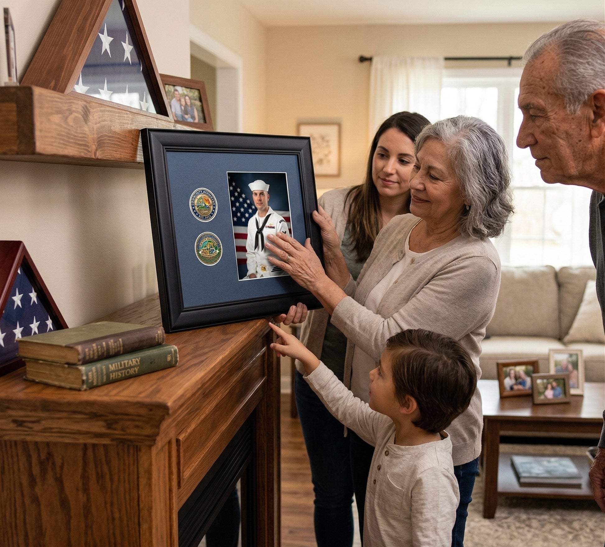 Challenge Coin Shadow Box With Photo Display Frame (Style 11) - included components