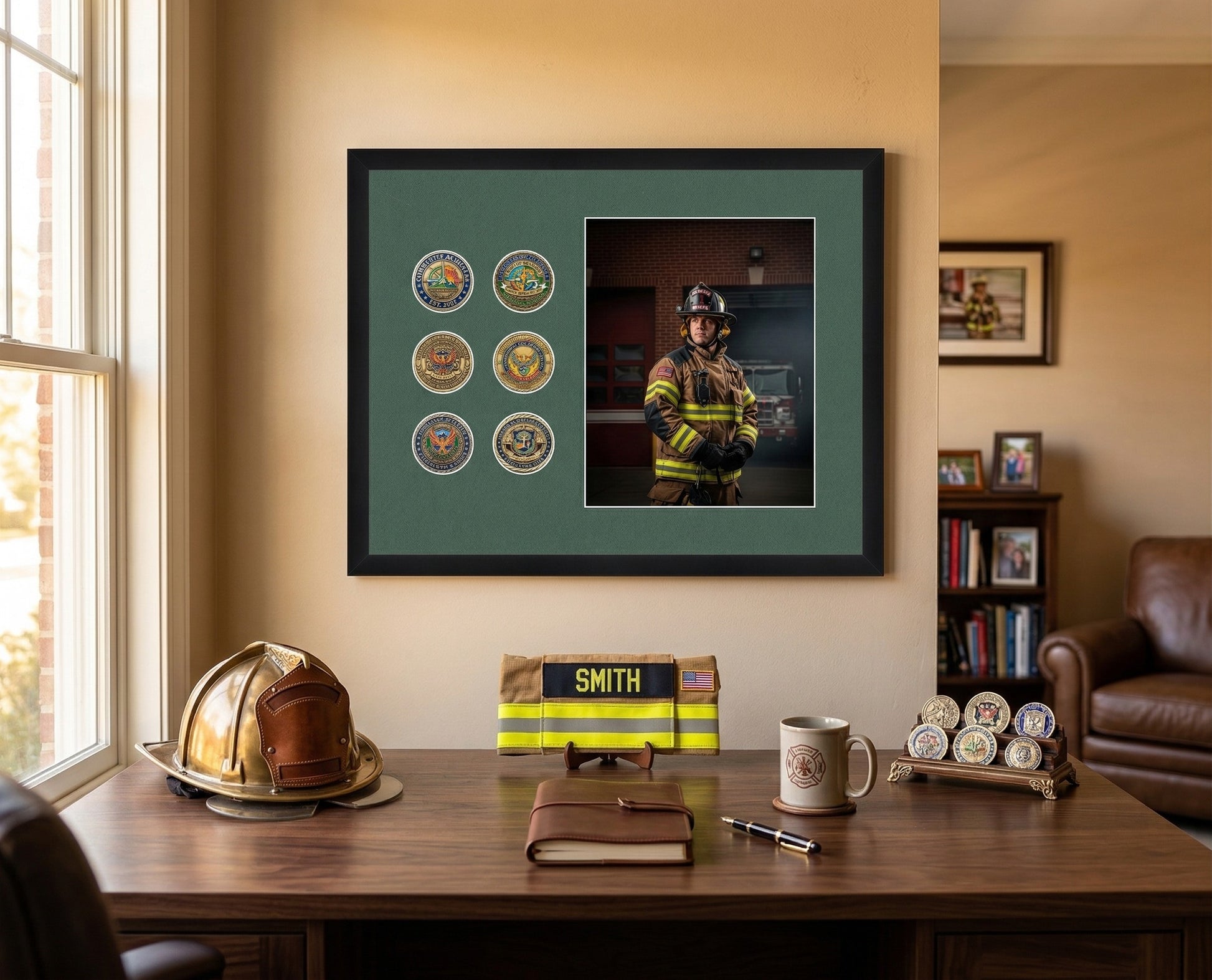 Challenge Coin Shadow Box With Photo Display Frame (Style 7) - angle view
