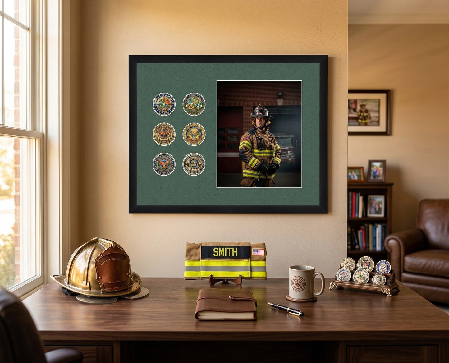 Challenge Coin Shadow Box With Photo Display Frame (Style 4) - angle view