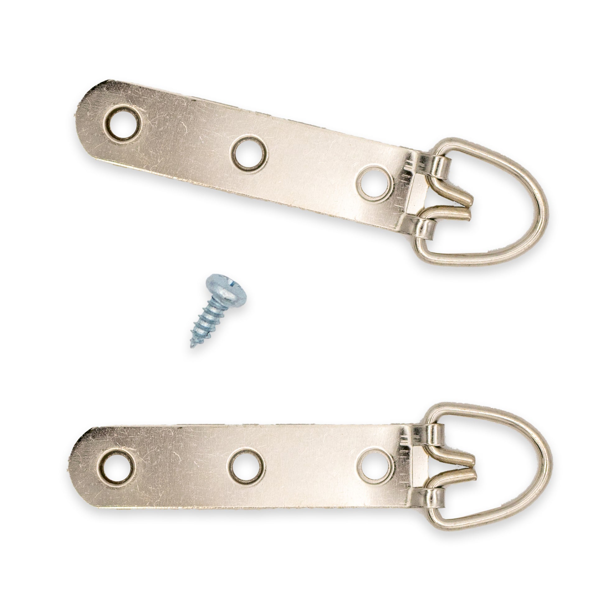 Bluemoona 100 Sets - 10mm 3/8" Triangle D-Ring Picture Photo Frame Hangers Single Hole with Screws Small Strap (Nic - detail view