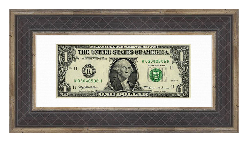 Dollar Bill Currency Frame (Style 1) - corner and profile view