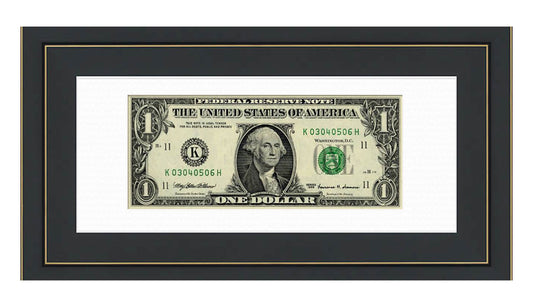 Dollar Bill Currency Frame (Style 2) - corner and profile view