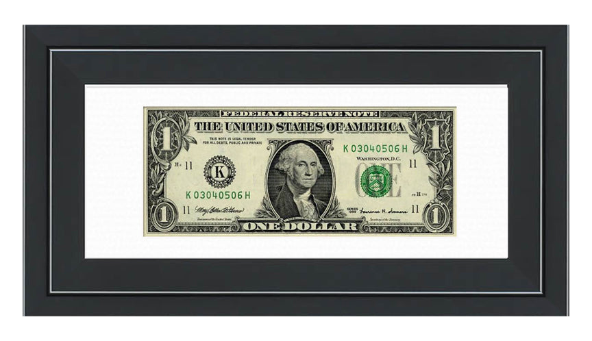 Dollar Bill Currency Frame (Style 3) - corner and profile view
