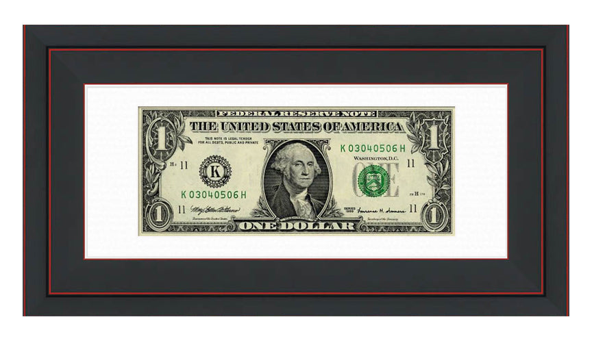 Dollar Bill Currency Frame (Style 4) - corner and profile view