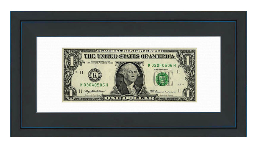 Dollar Bill Currency Frame (Style 5) - corner and profile view