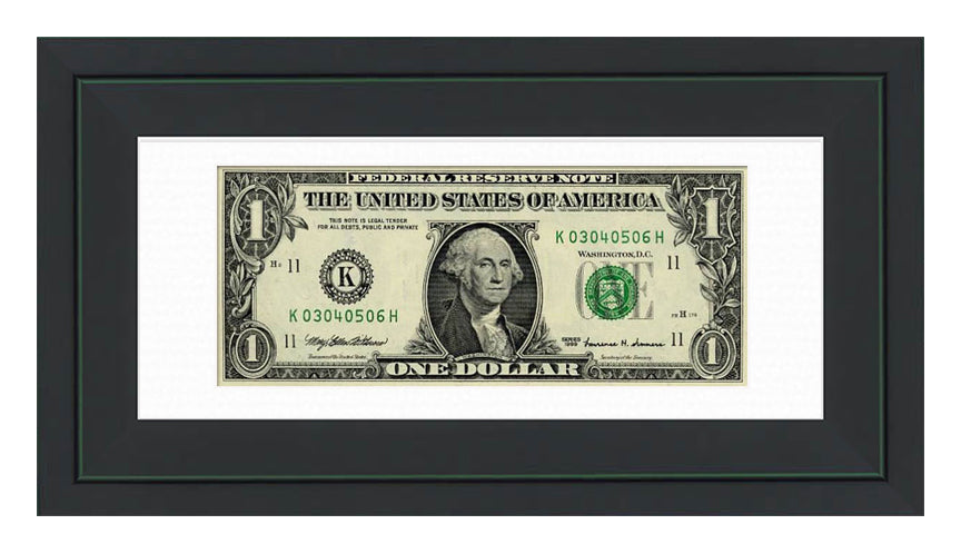 Dollar Bill Currency Frame (Style 6) - corner and profile view