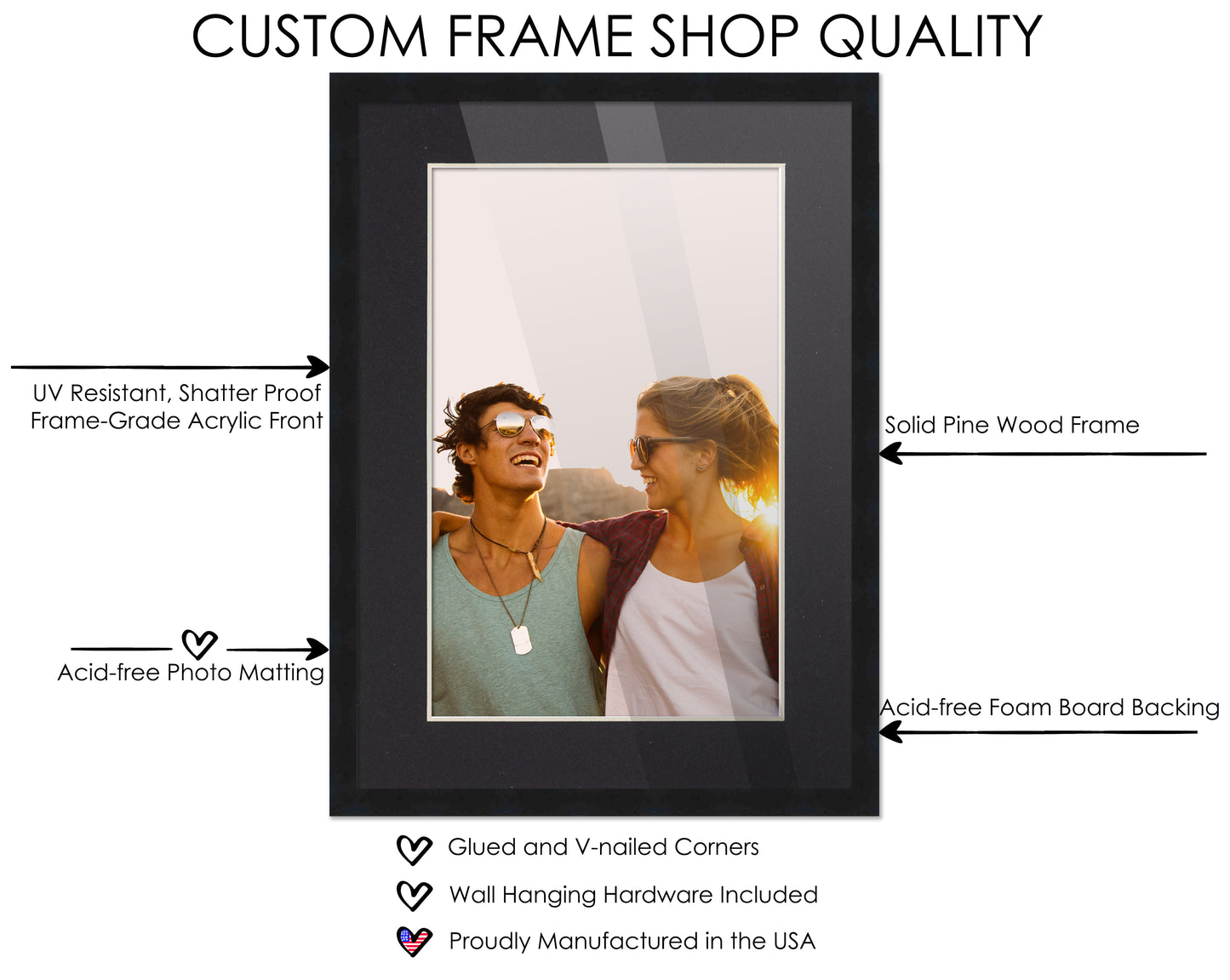 Black Movie Poster Frame (Style 4) - back and hardware