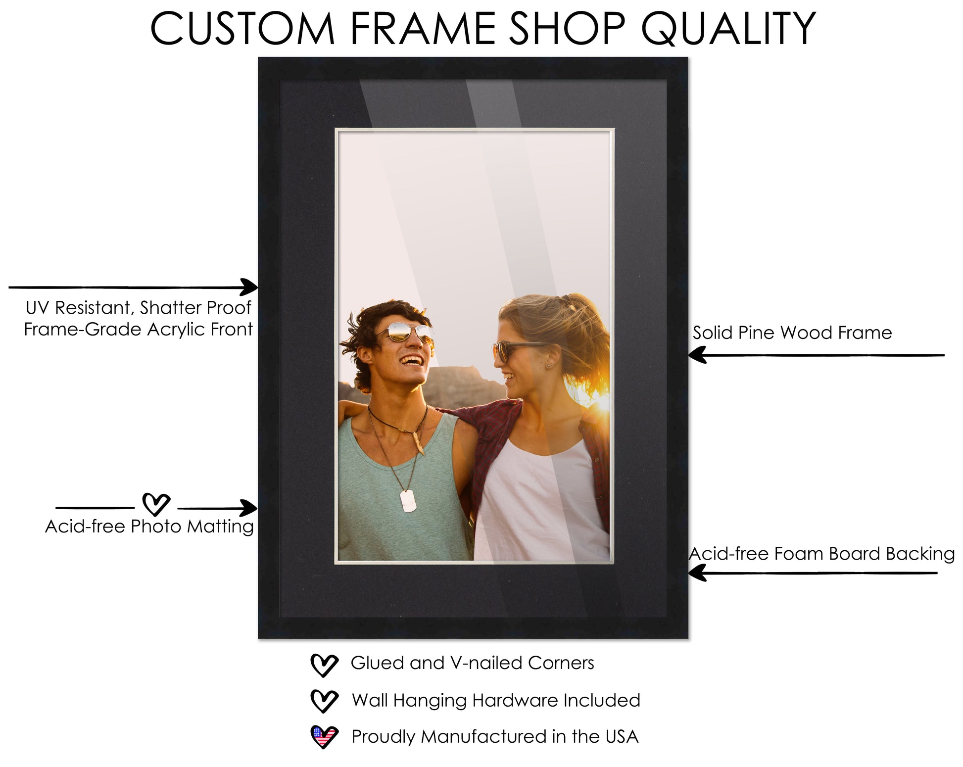 Black Movie Poster Frame (Style 4) - back and hardware