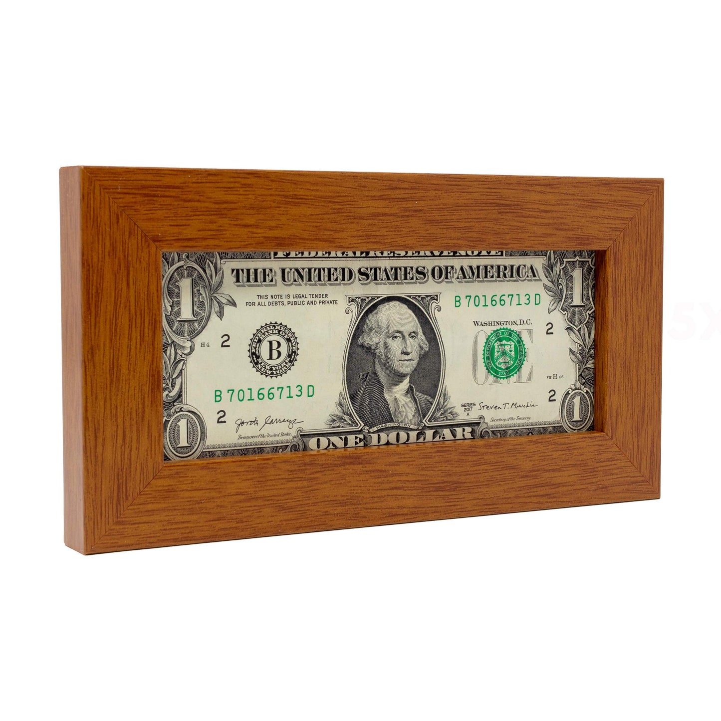 Honey Pecan First Dollar Currency Frame - corner and profile view