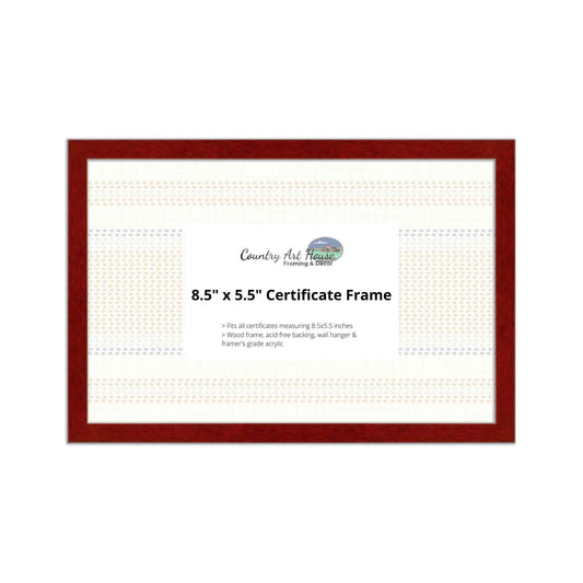 11" x 8.5" Certificate Frame - Wood Frame - Holds any document measuring 11" x 8.5" inches (Cherry) - CompTIA