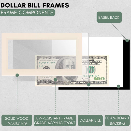 White Washed First Dollar Currency Frame