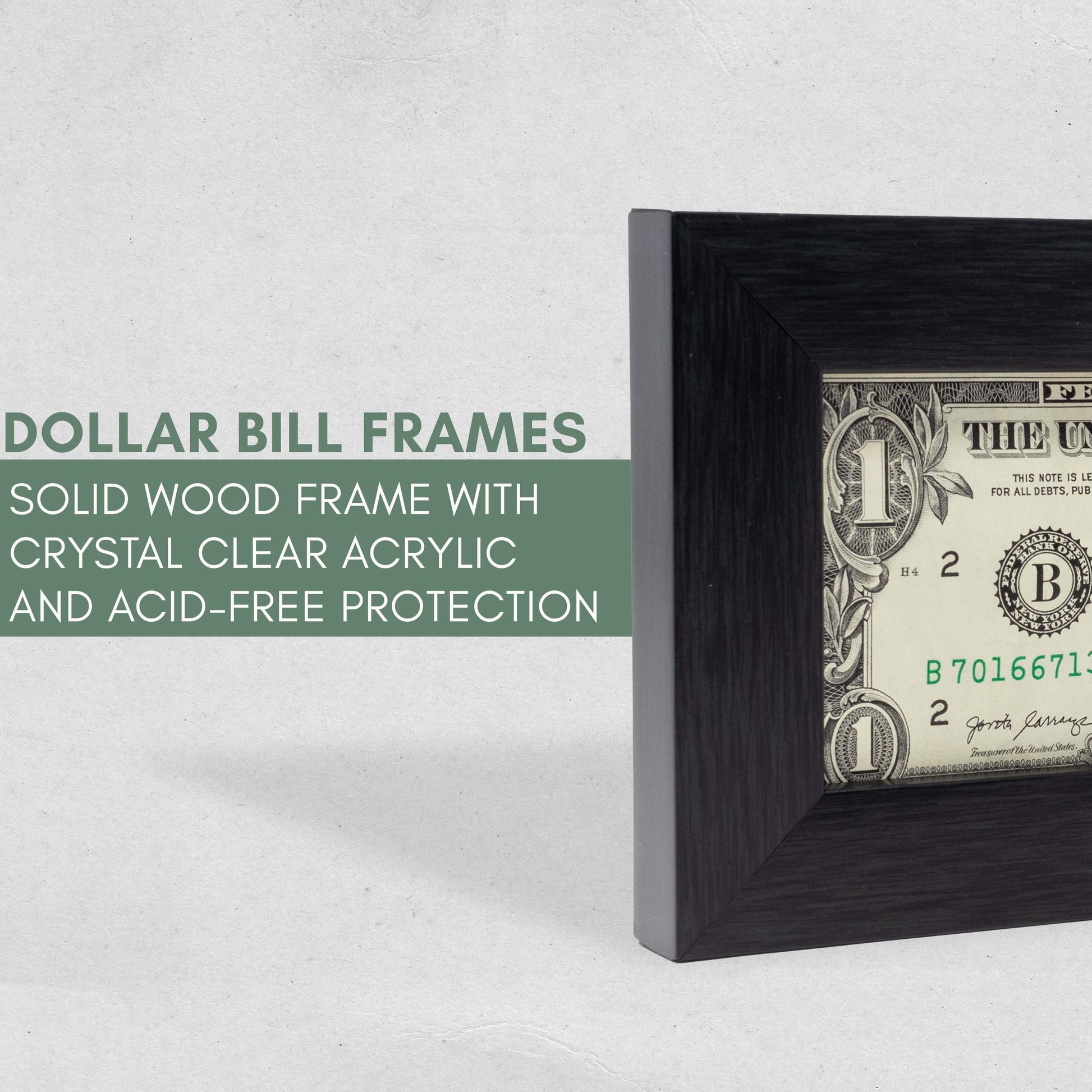 Grey First Dollar Currency Frame - back and hardware