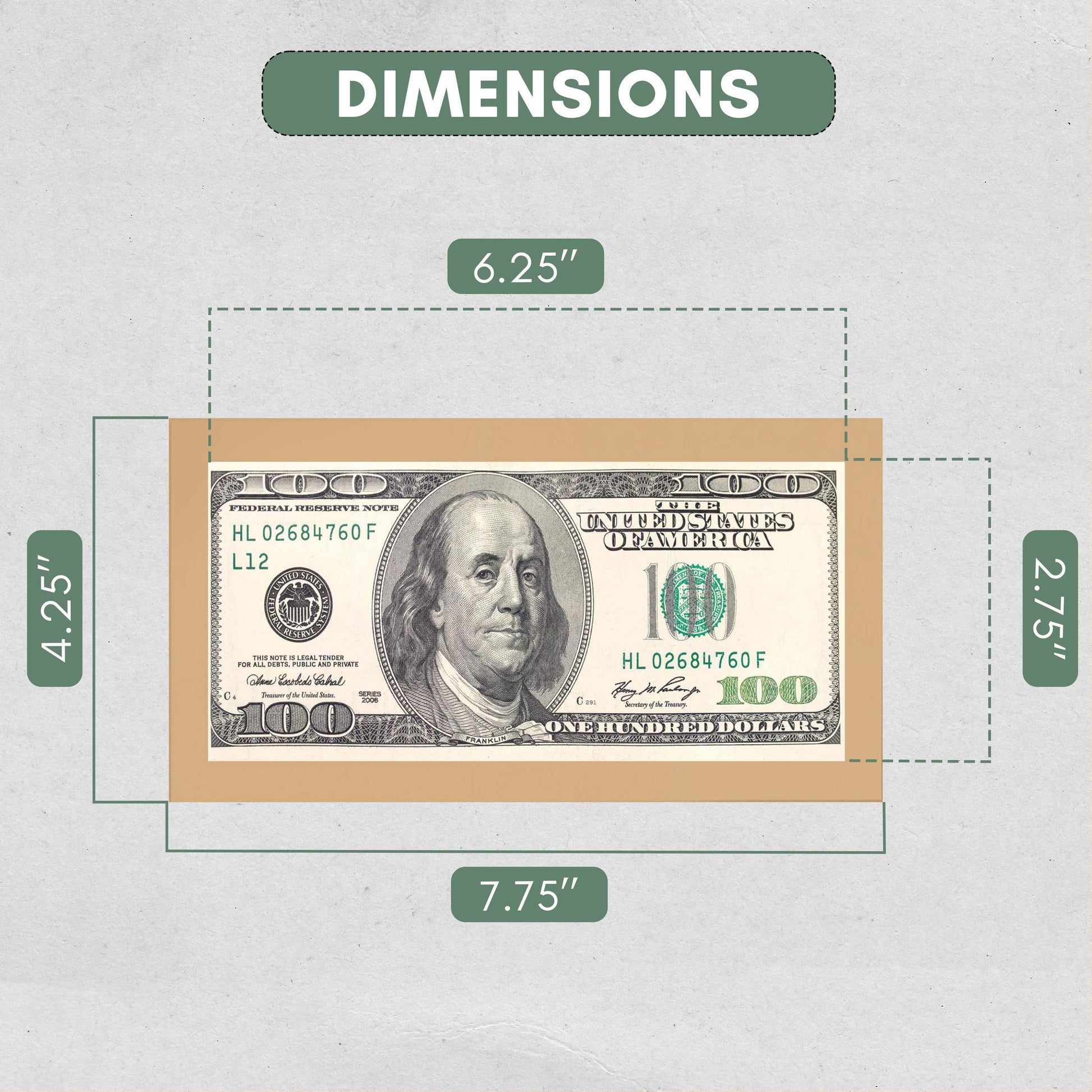 Natural First Dollar Currency Frame - detail view