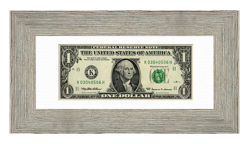 Dollar Bill Currency Frame (Style 7) - corner and profile view