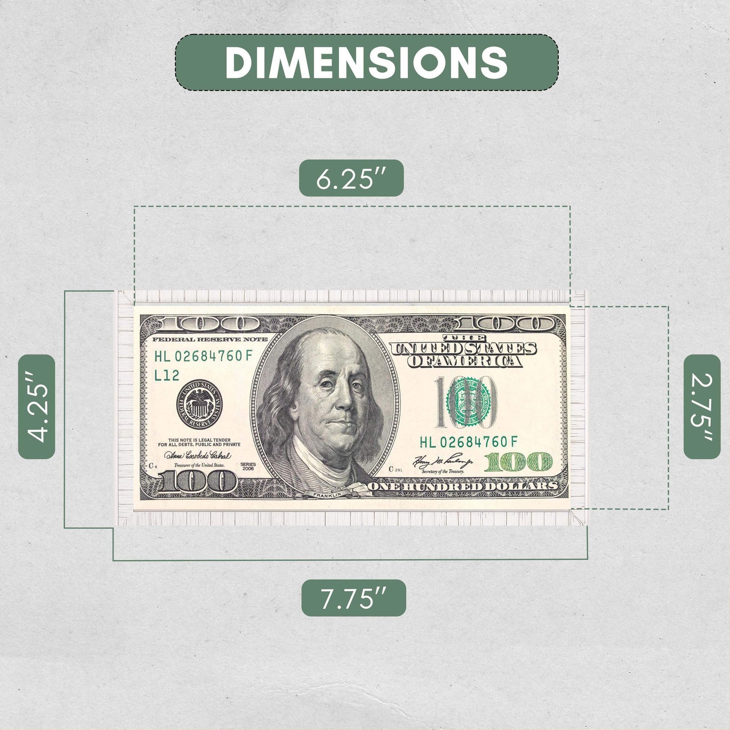 Rustic White First Dollar Currency Frame - detail view