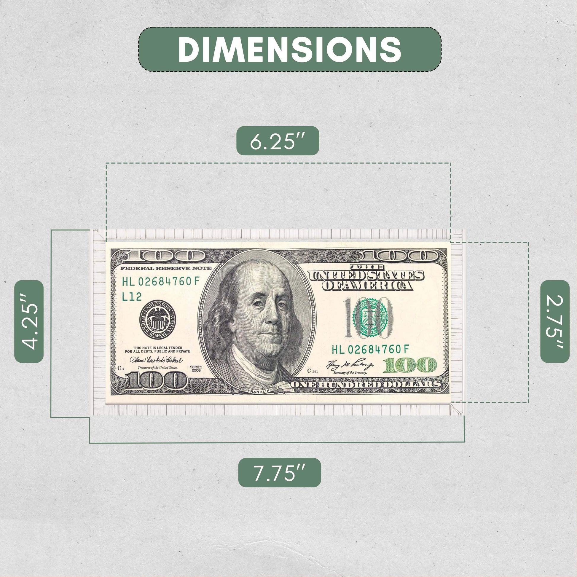 Rustic White First Dollar Currency Frame - detail view
