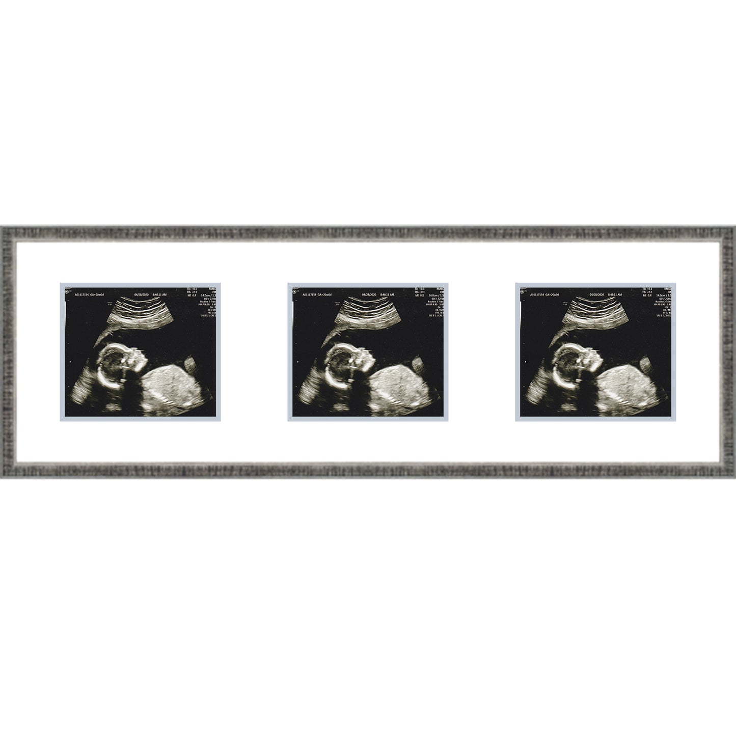 Rustic Silver Sonogram Frame - corner and profile view