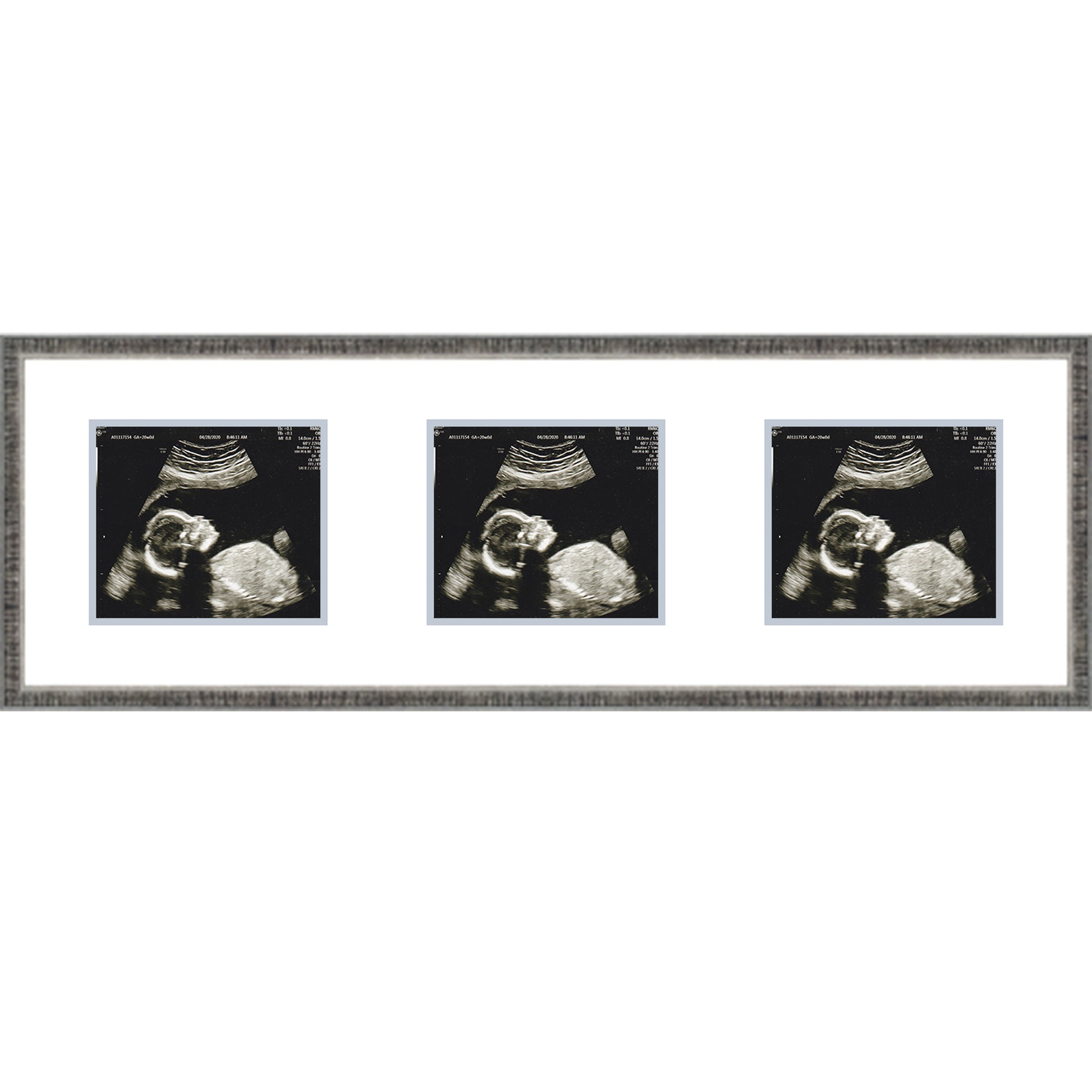 Rustic Silver Sonogram Frame - corner and profile view