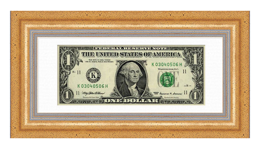 Dollar Bill Currency Frame (Style 10) - corner and profile view