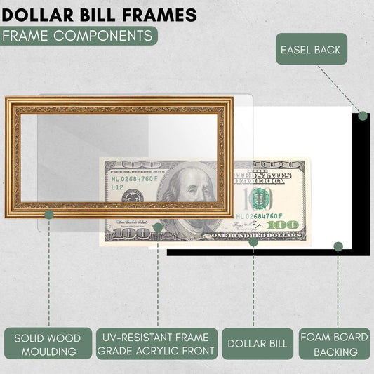 Antique Gold First Dollar Currency Frame