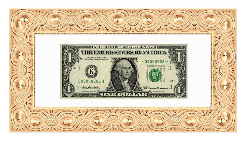 Dollar Bill Currency Frame (Style 12) - corner and profile view