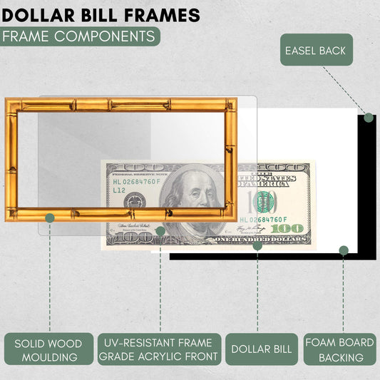 Gold Bamboo First Dollar Currency Frame