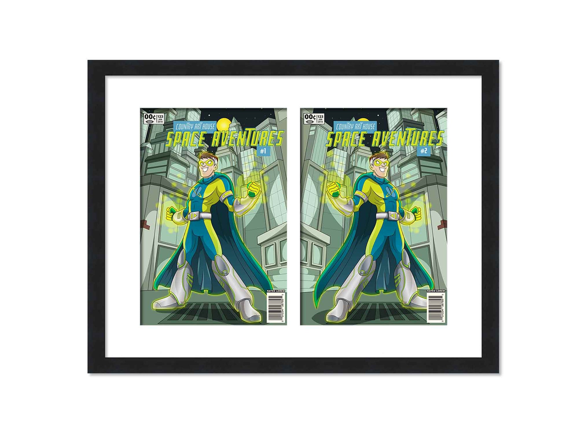 Comic Book Frame Black Matted - size reference