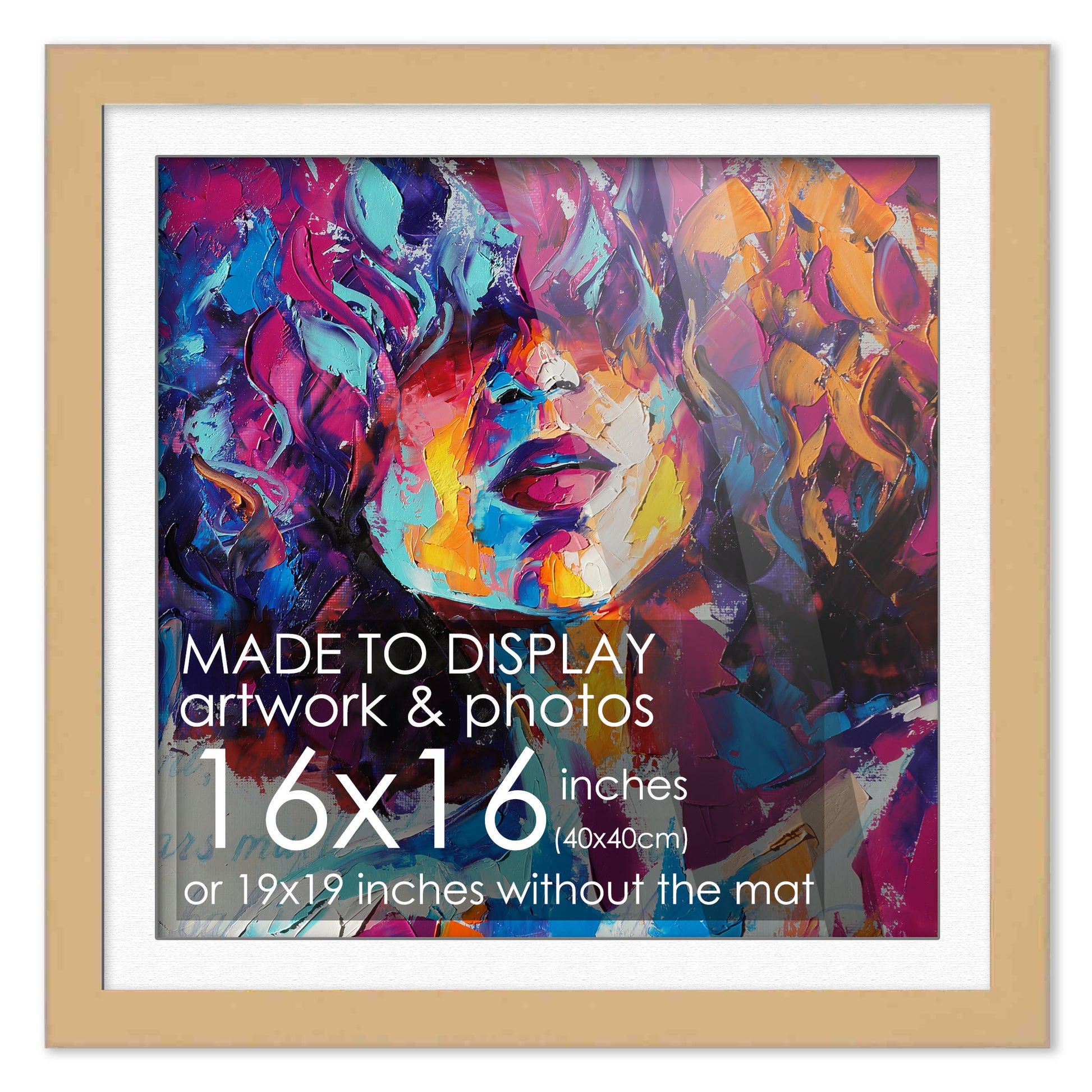 Natural Collage Frame with White Frame Mat - corner and profile view
