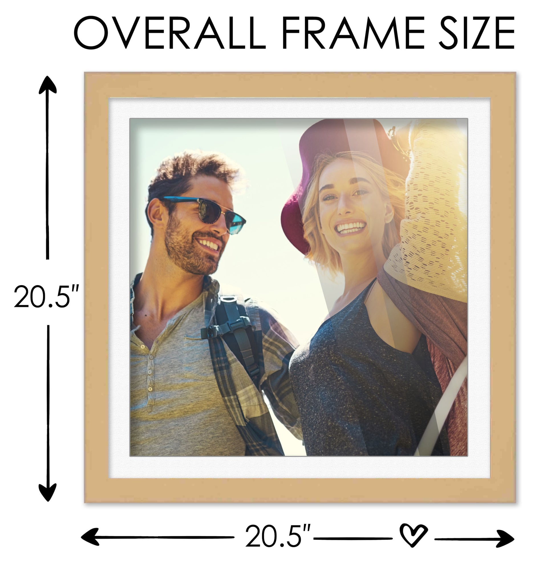 Natural Collage Frame with White Frame Mat - back and hardware