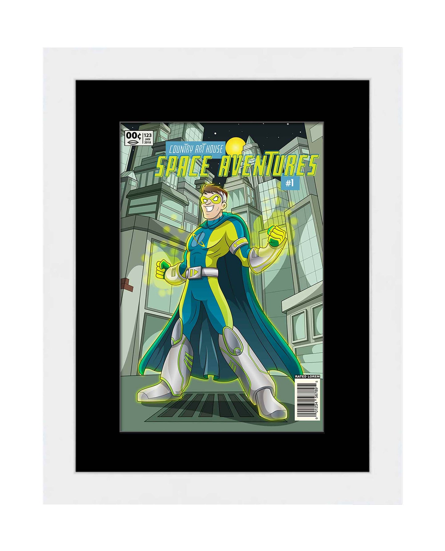 Comic Book Frame White Matted - included components