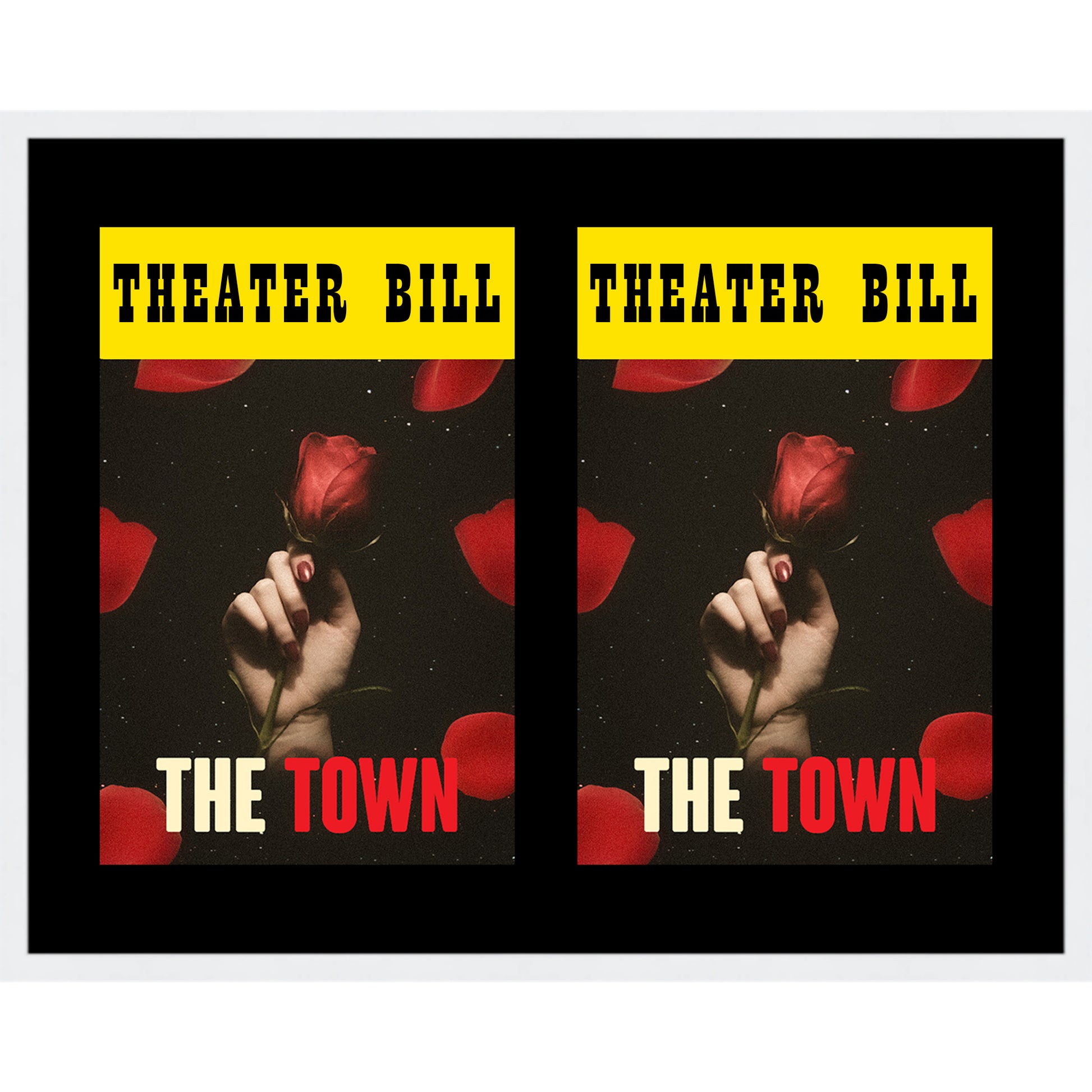 White Wood Playbill Holder Frame - corner and profile view