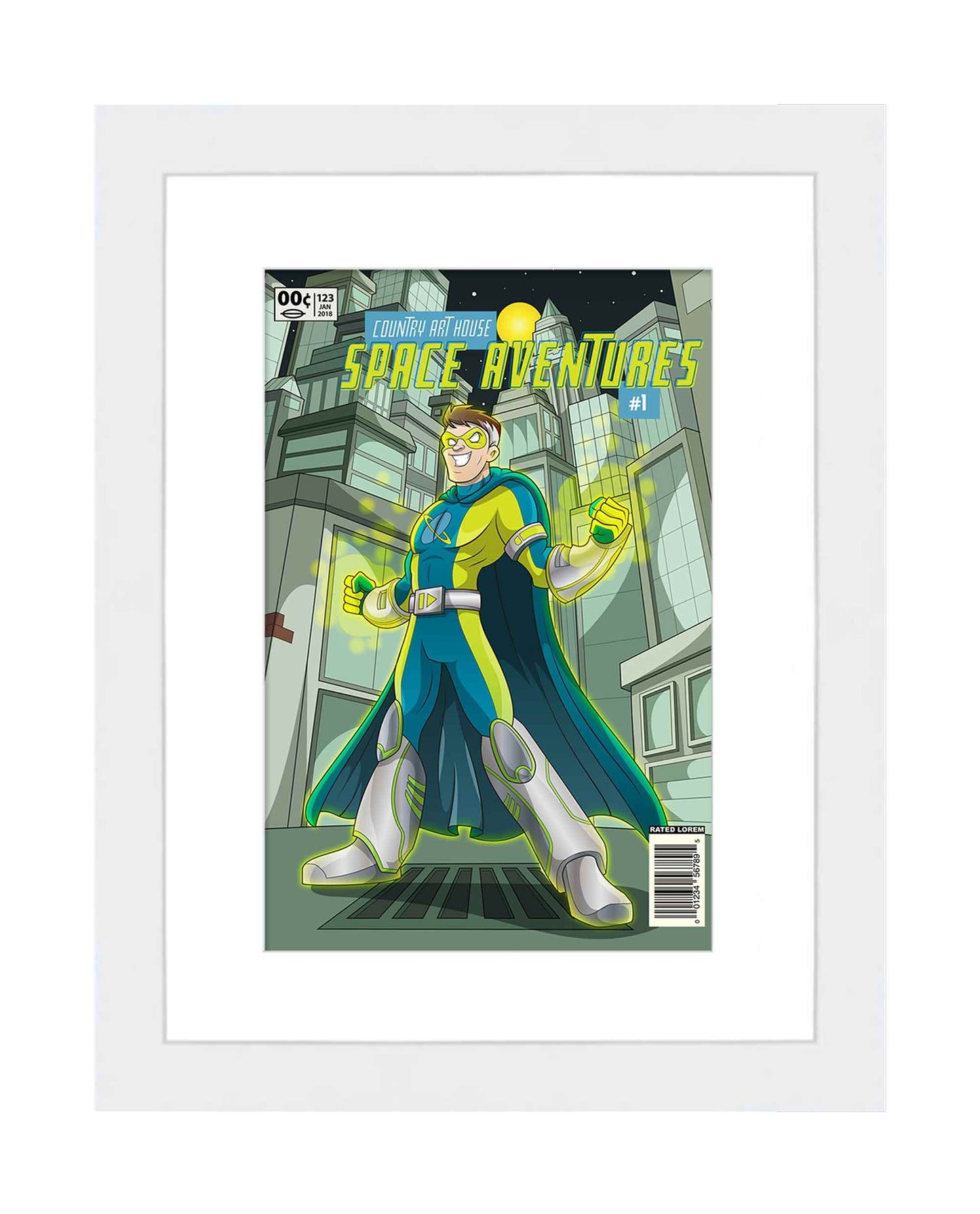 Comic Book Frame White Matted - size reference