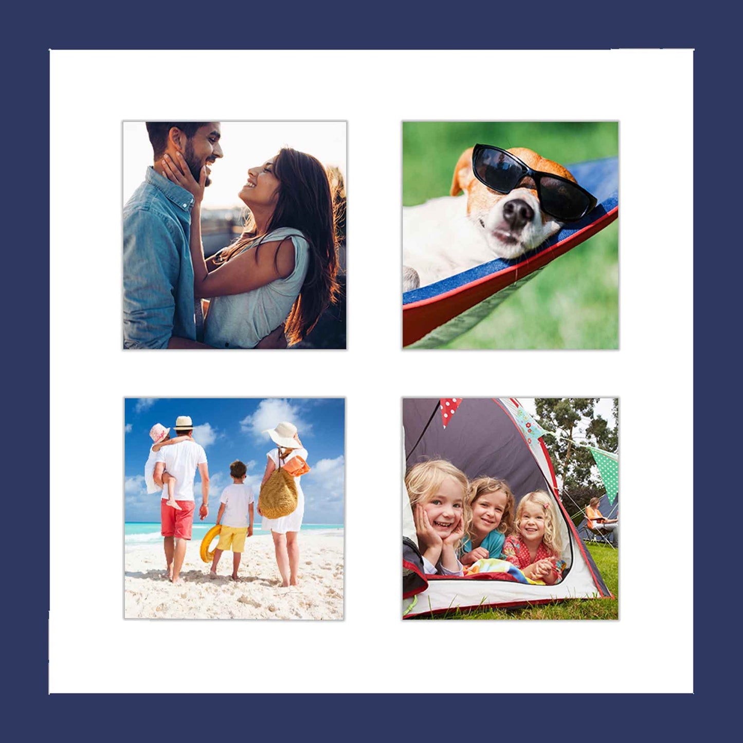 Blue Collage Frame - corner and profile view