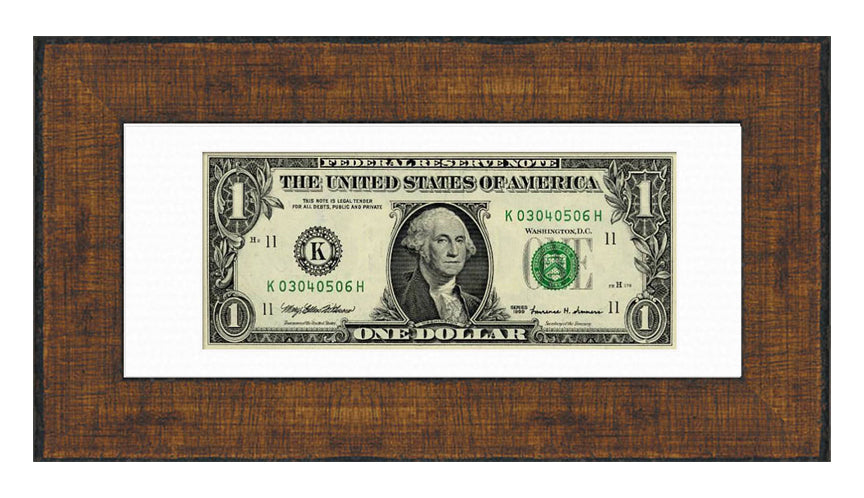 Dollar Bill Currency Frame (Style 13) - corner and profile view
