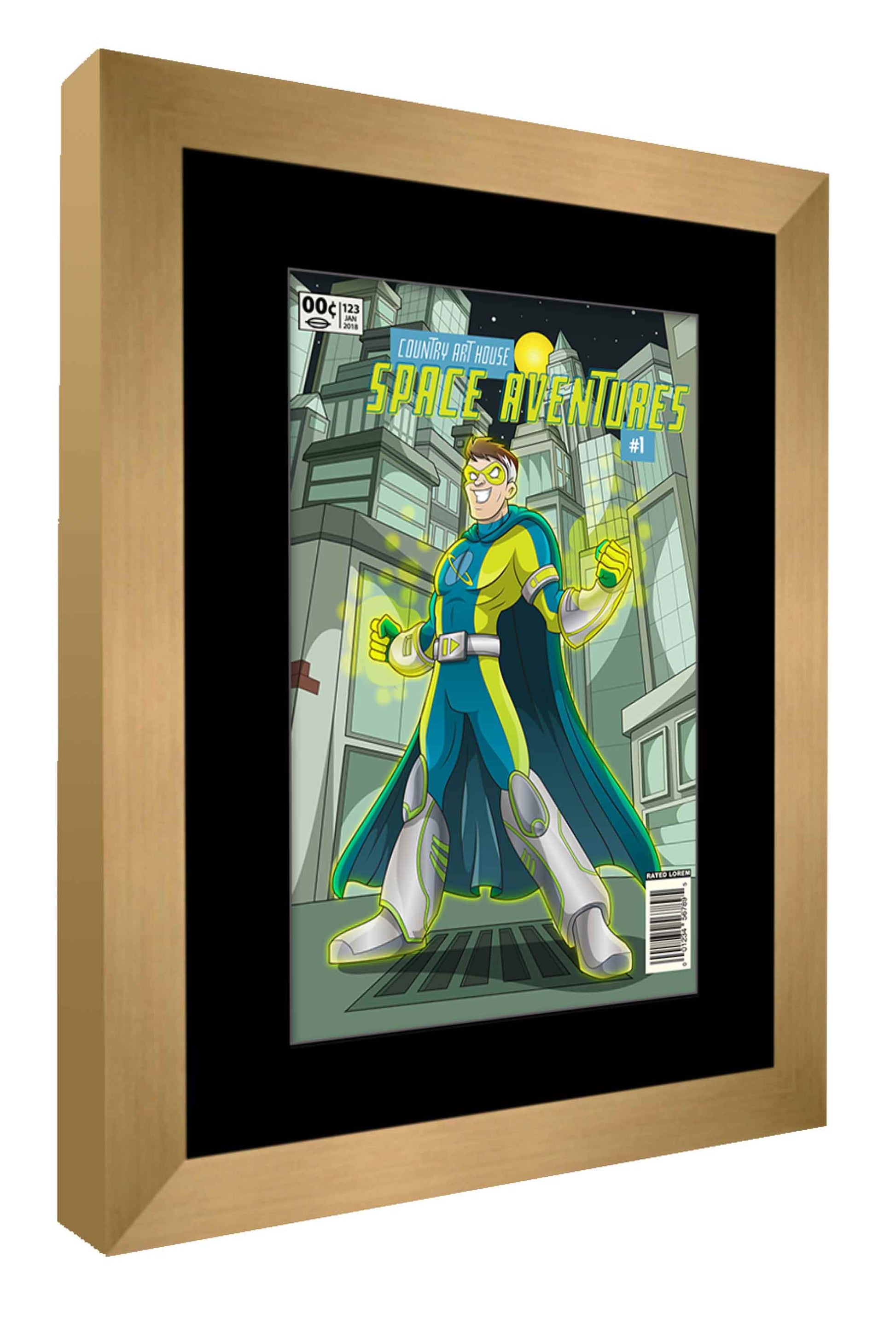 Comic Book Frame Bronze Gold Matted - detail view