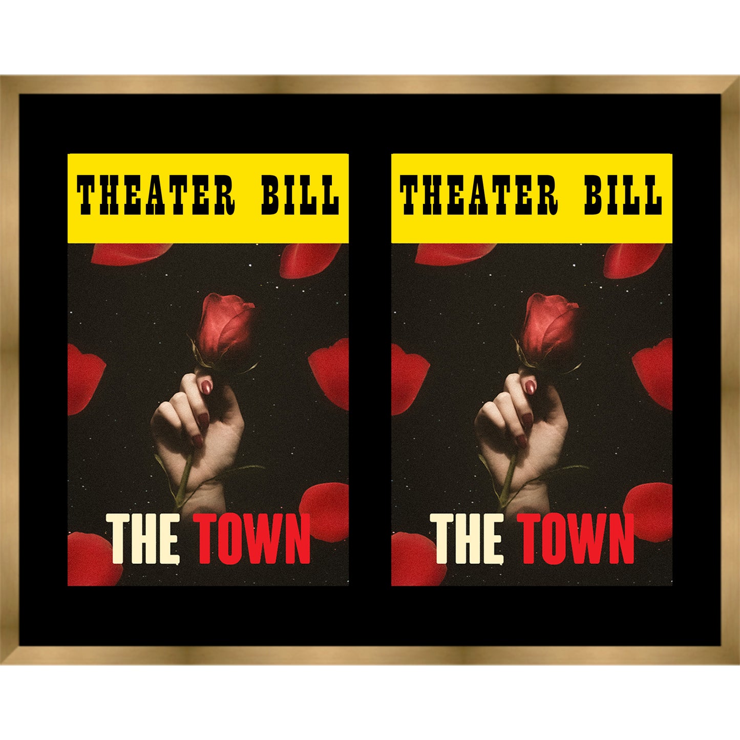 Bronze Gold Playbill Frame - corner and profile view