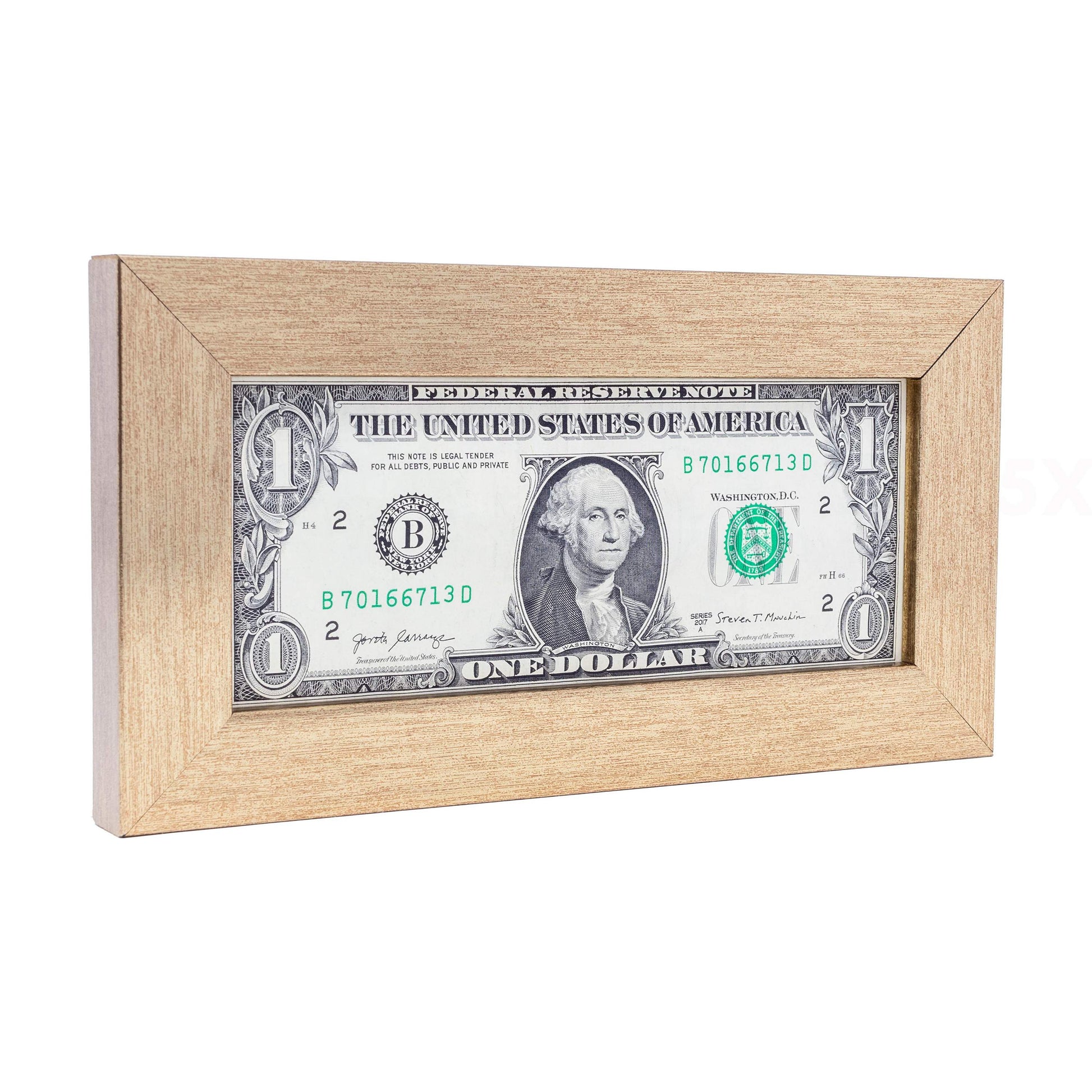 Bronze First Dollar Currency Frame - corner and profile view