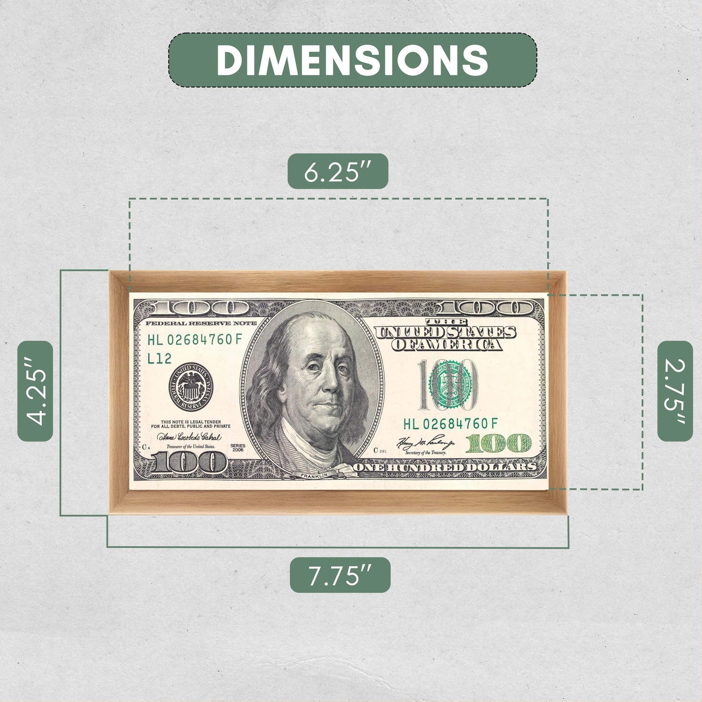 Bronze First Dollar Currency Frame - detail view