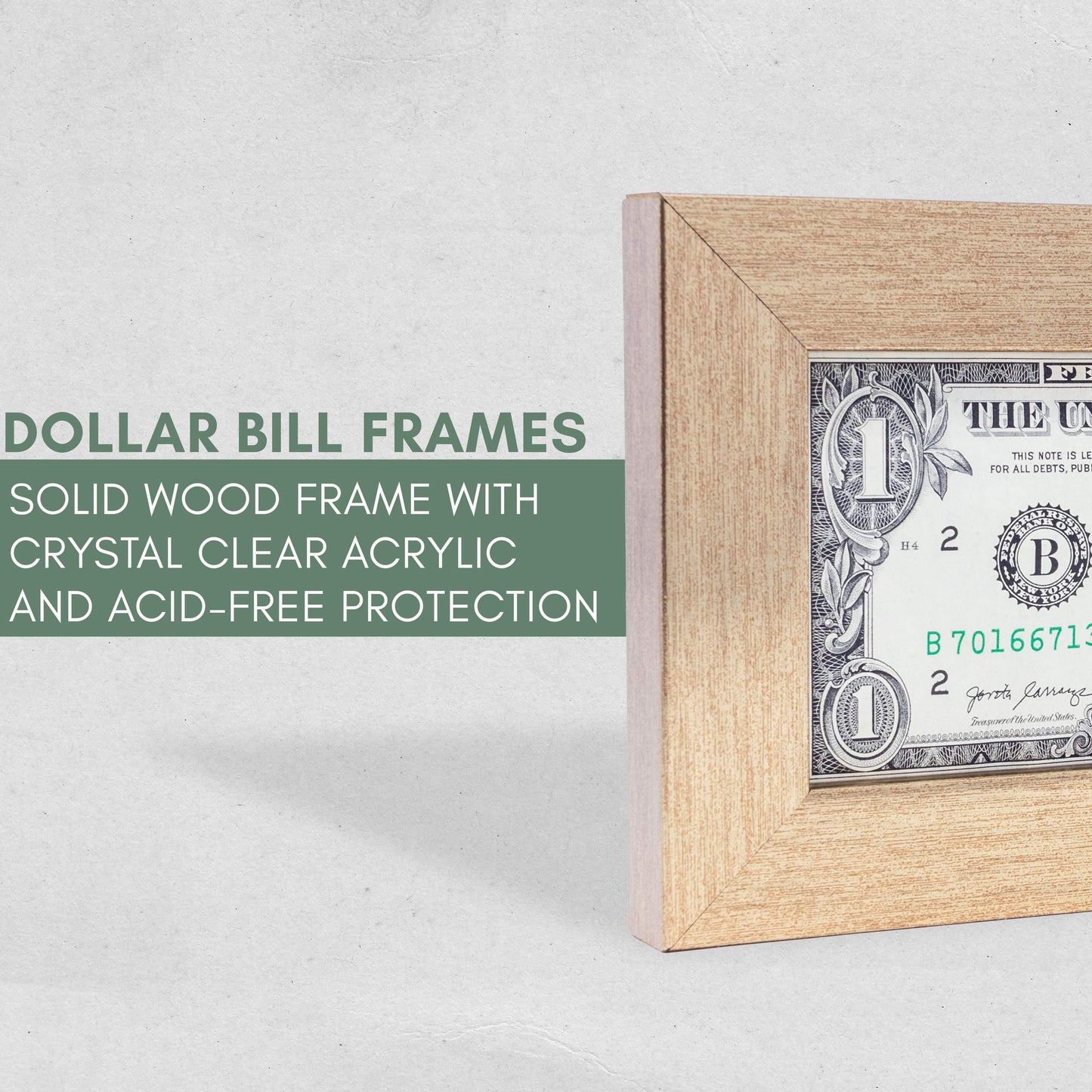 Bronze First Dollar Currency Frame - back and hardware