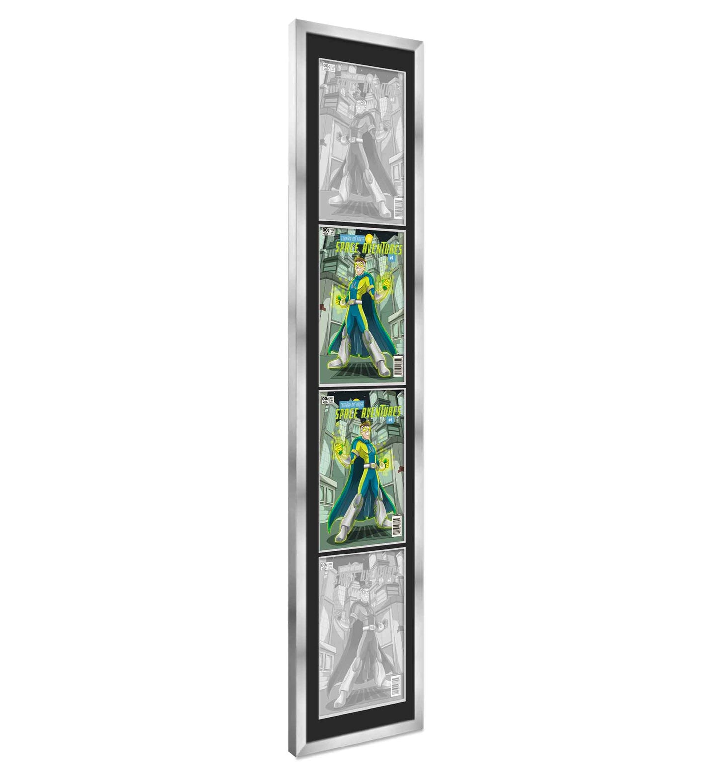 Comic Book Frame Silver Matted - back and hardware