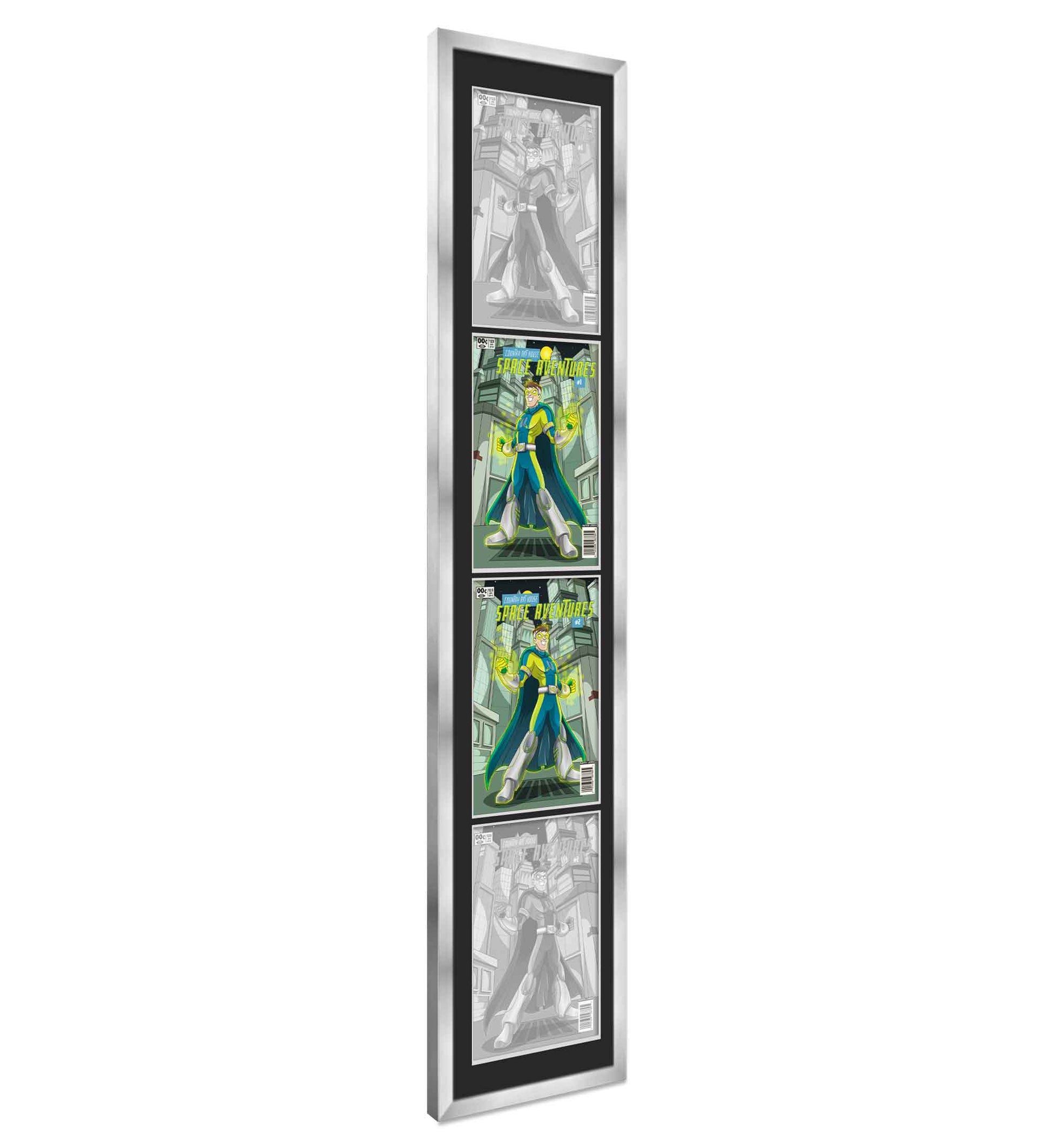 Comic Book Frame Silver Matted - back and hardware