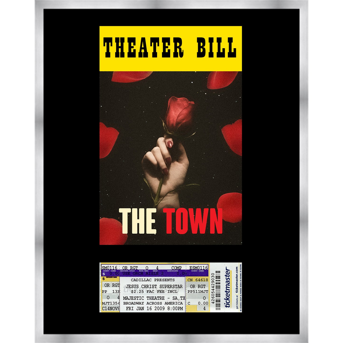 Ticket and Photo Memory Frame (Style 12) - corner and profile view