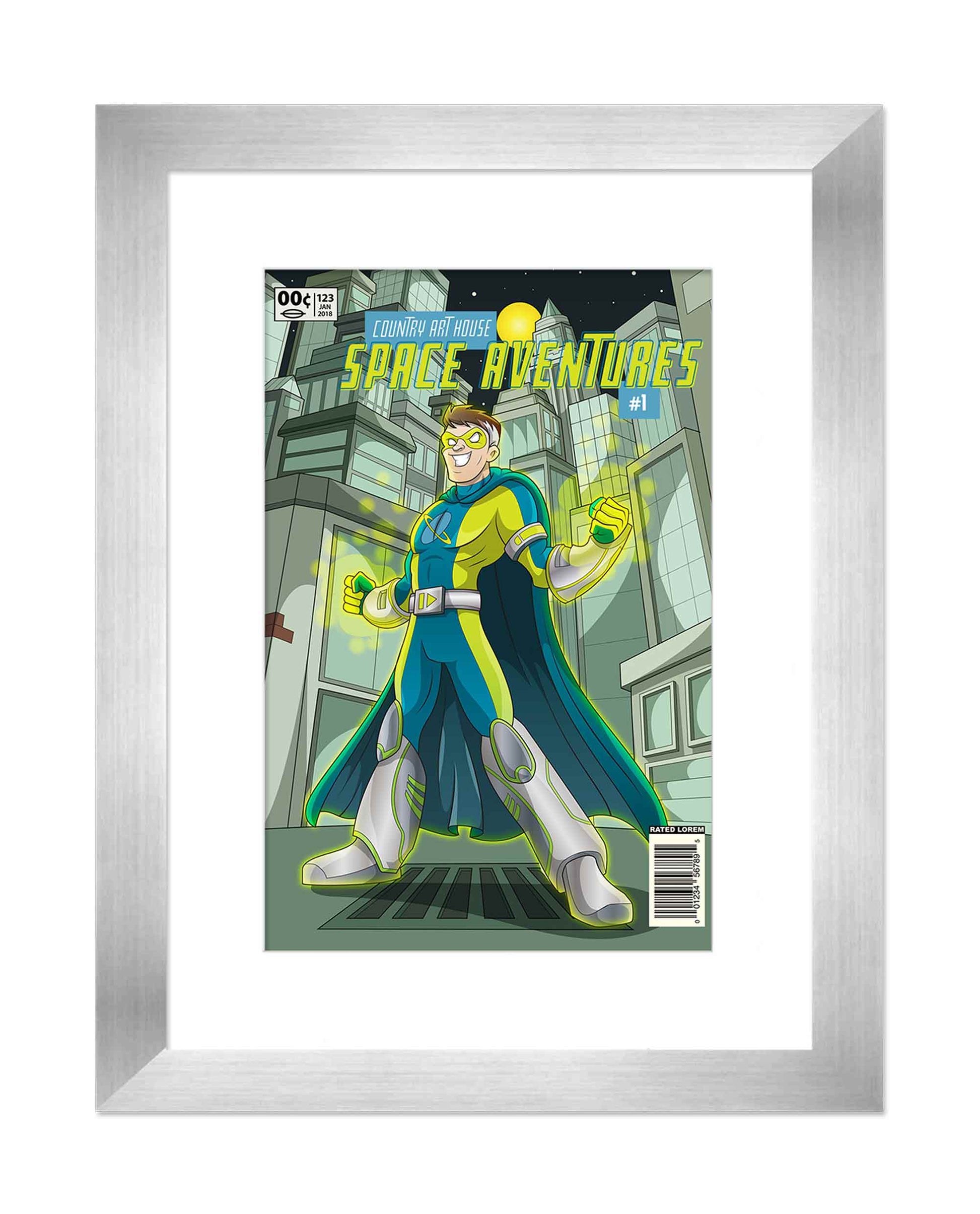 Comic Book Frame Silver Matted - size reference